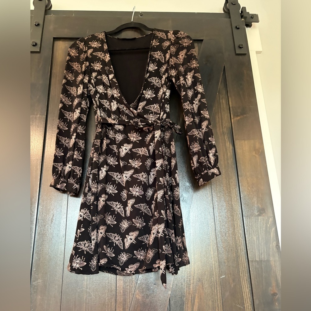 Disturbia Black and White Butterfly Wrap Dress